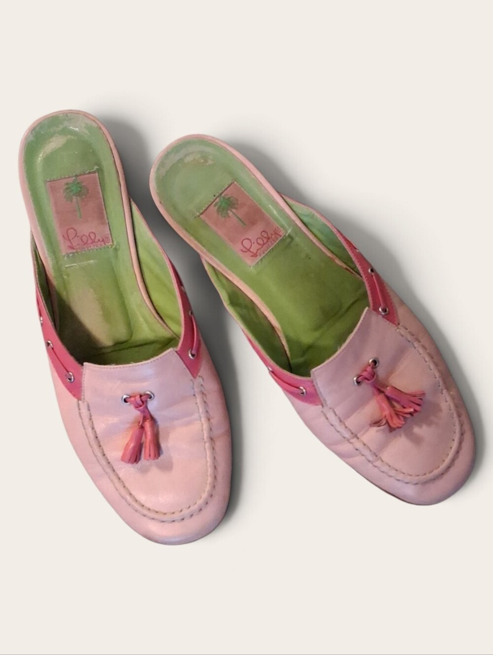 Vintage Lilly Pulitzer Pink Leather Mule/Slides - Size 8.5